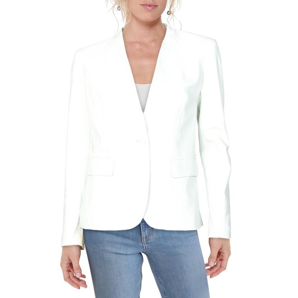 NWT DKNY Womens Collarless Professtional One-Button Blazer Size L